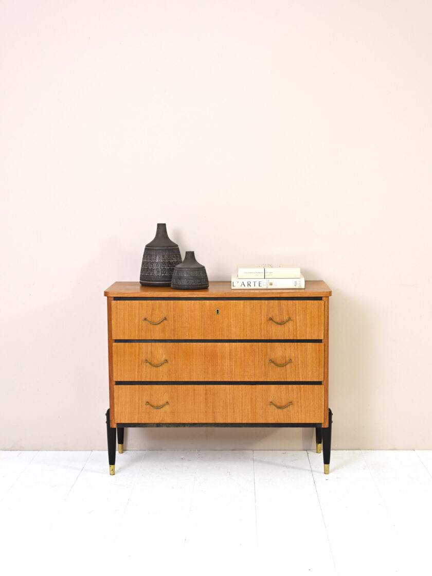 Scandinavian chest of drawers with black details