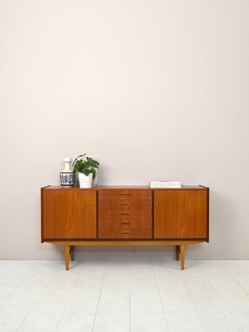 Sideboard vintage in teak con ante a battente