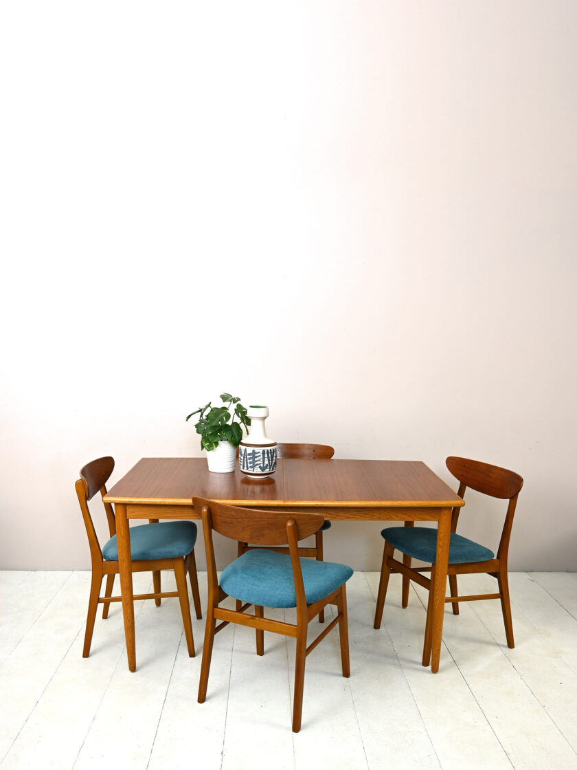 Vintage rectangular teak and oak table