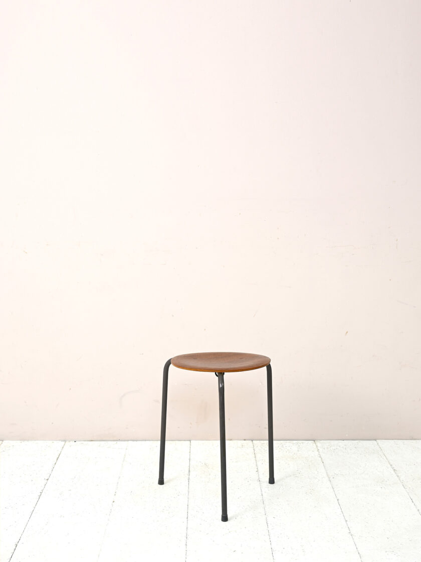 Metal and teak stool