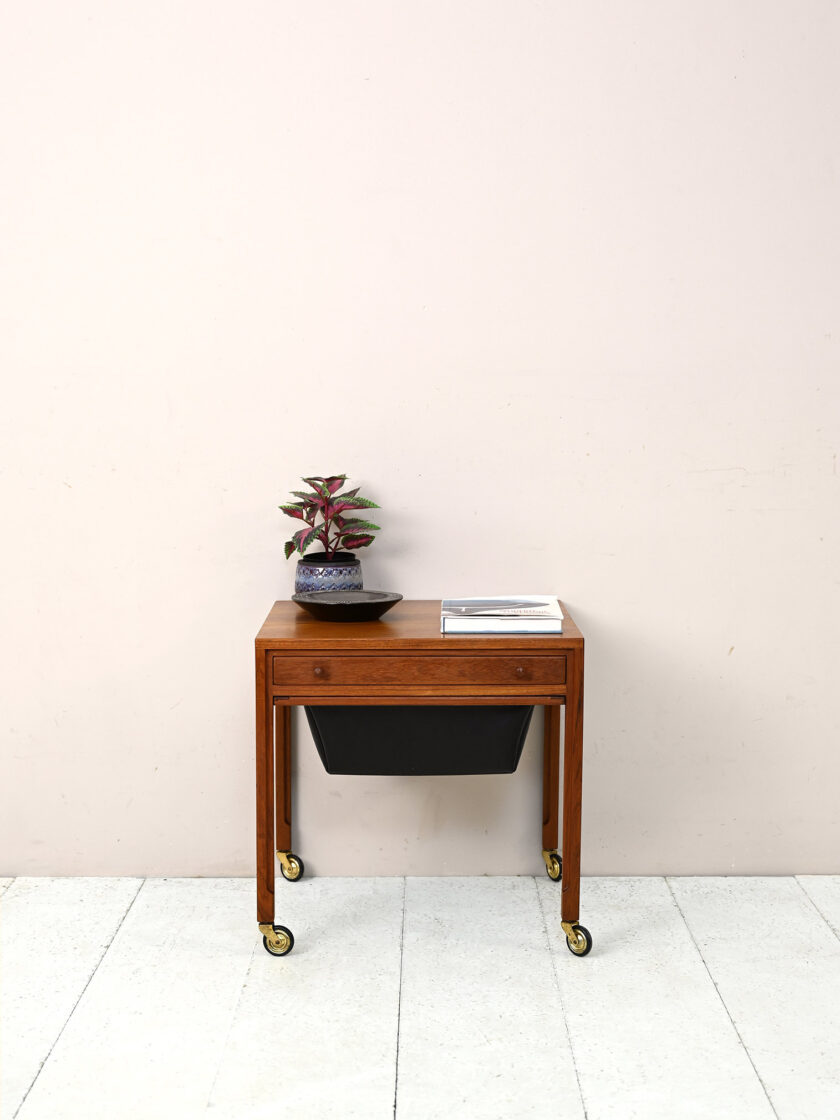 Vintage teak yarn cart