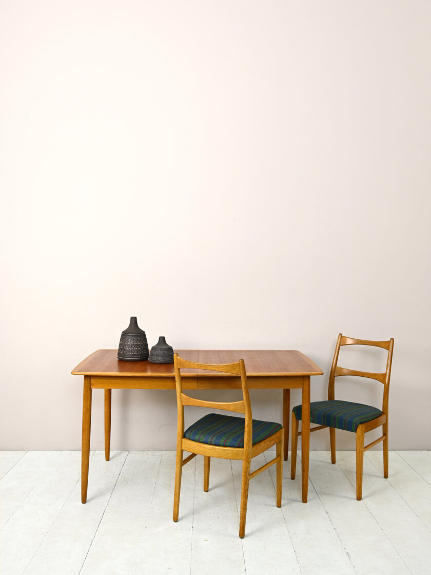 Vintage extendable teak and oak table