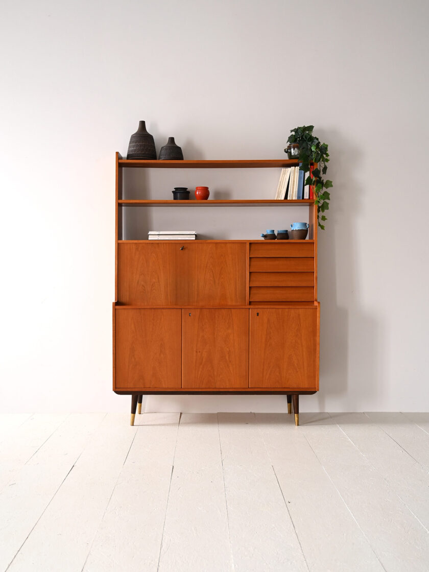 Libreria-sideboard-vintage-con-scrivania-a-ribalta