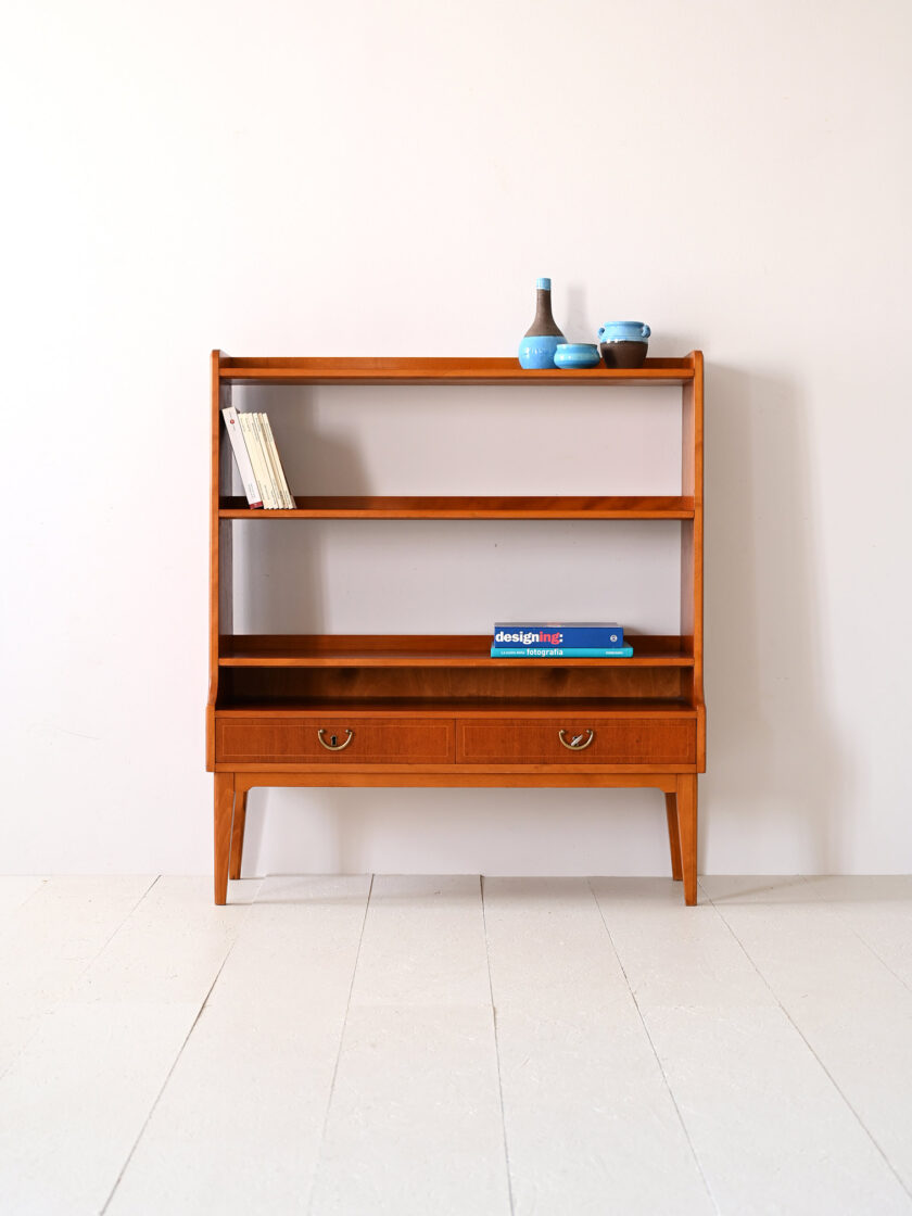 Low bookshelf with two drawers, original vintage