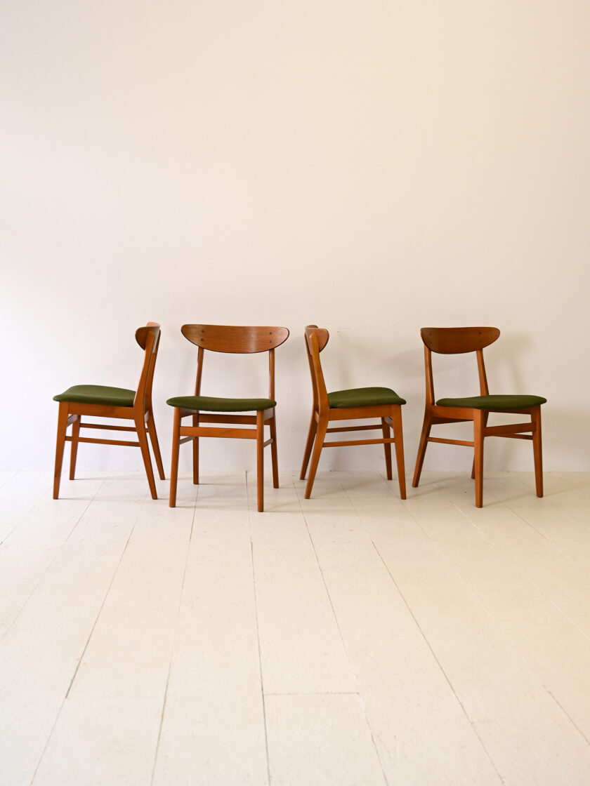 Vintage green padded chairs set