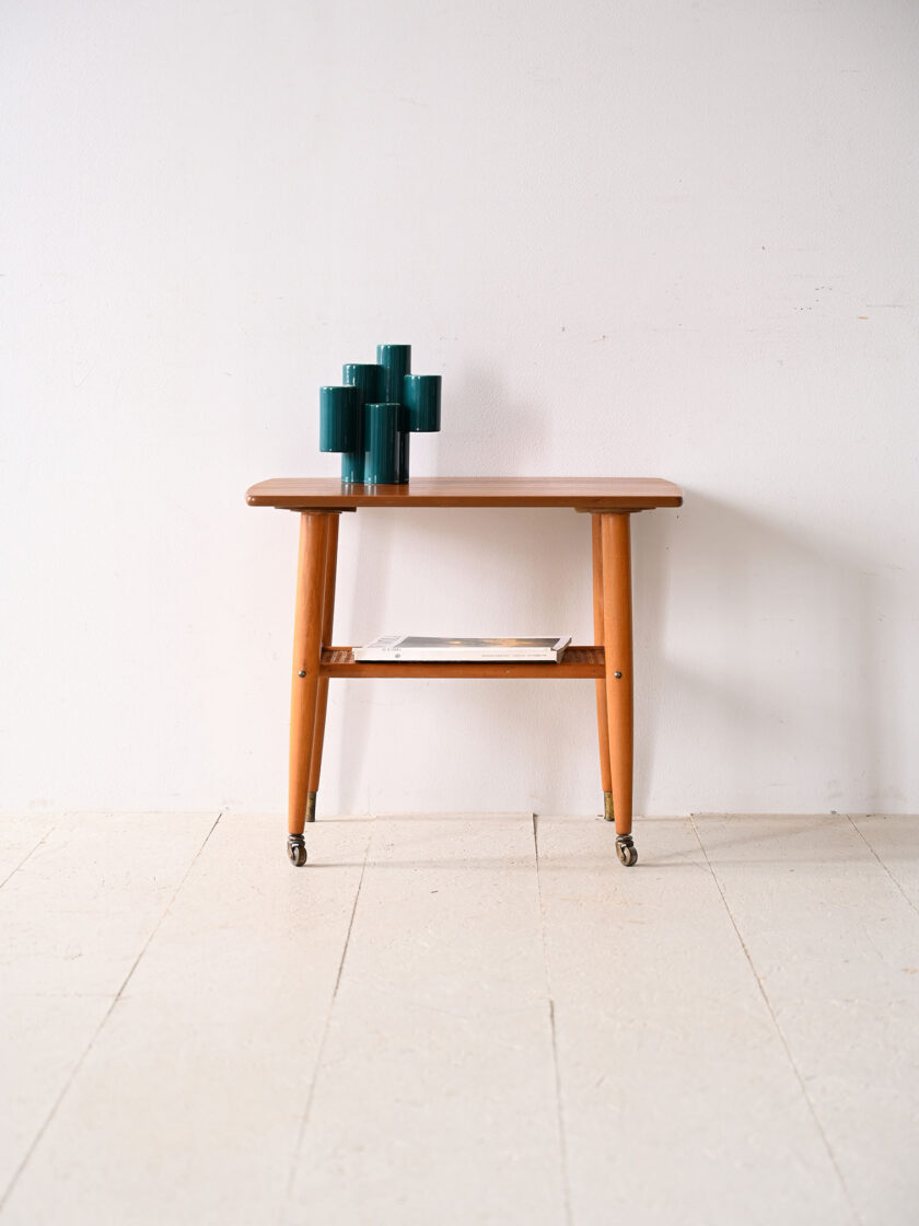 Teak side table with magazine rack