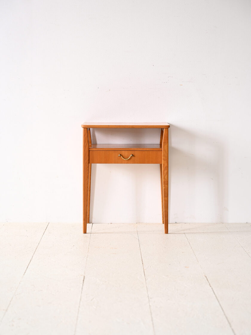 Vintage nightstand with drawer and double shelf