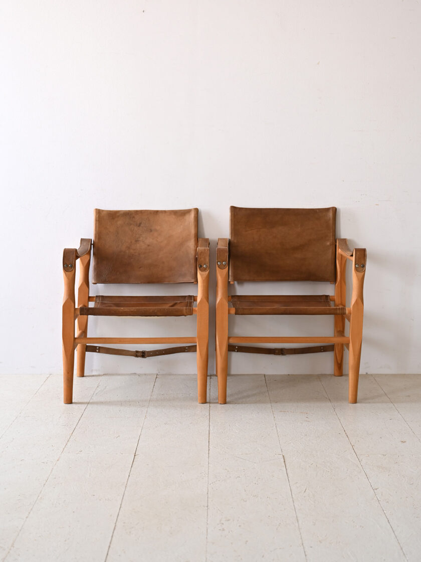 Pair of Scandinavian leather armchairs