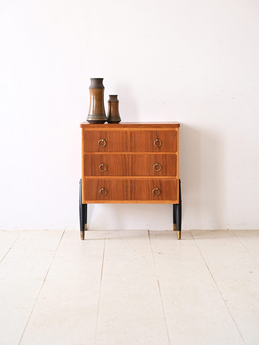 Scandinavian chest of drawers with metal handles