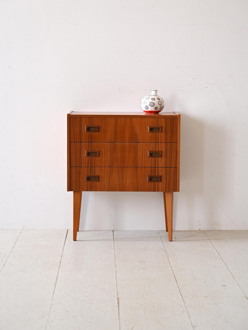 Teak nightstand with drawers