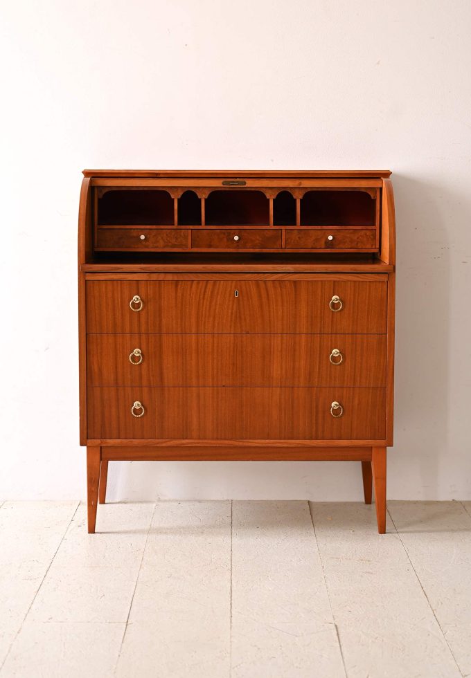 Secretaire in teak con scrittoio-b