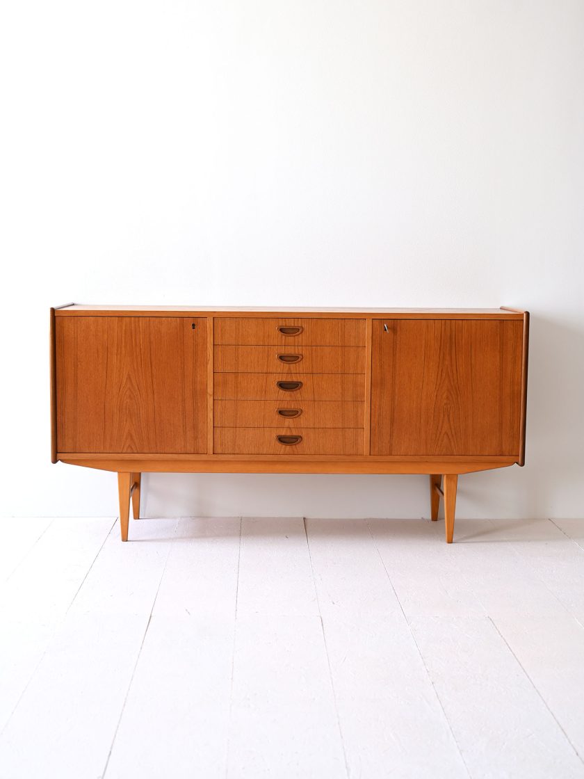 Sideboard anni '60 con cassetti centrali-a